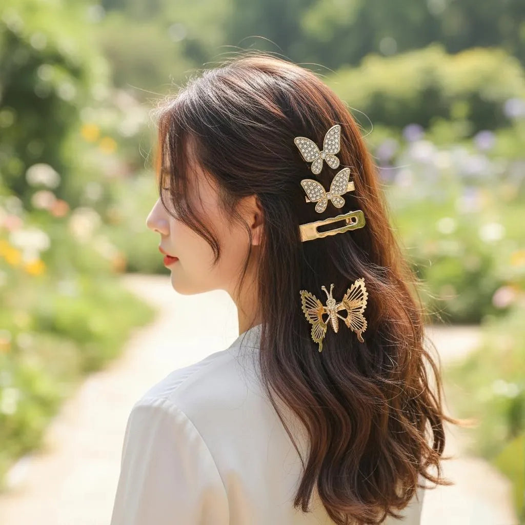 Pack Of 3 Diamond Metal Hair Pins And Clips Fancy Stylish For Girl