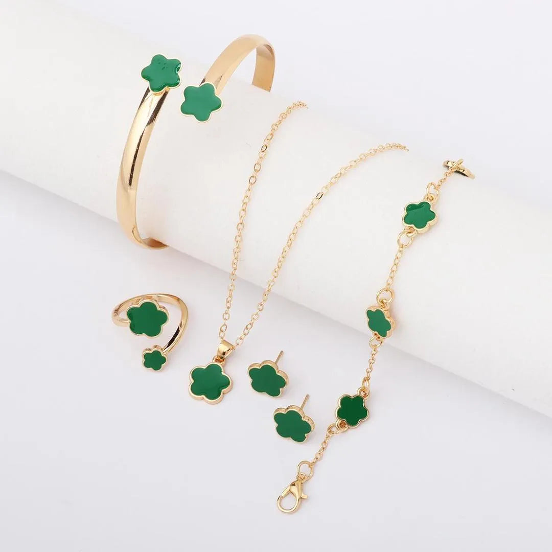 Flower Design Resin Plating Resin Necklace And Bracelet Set
