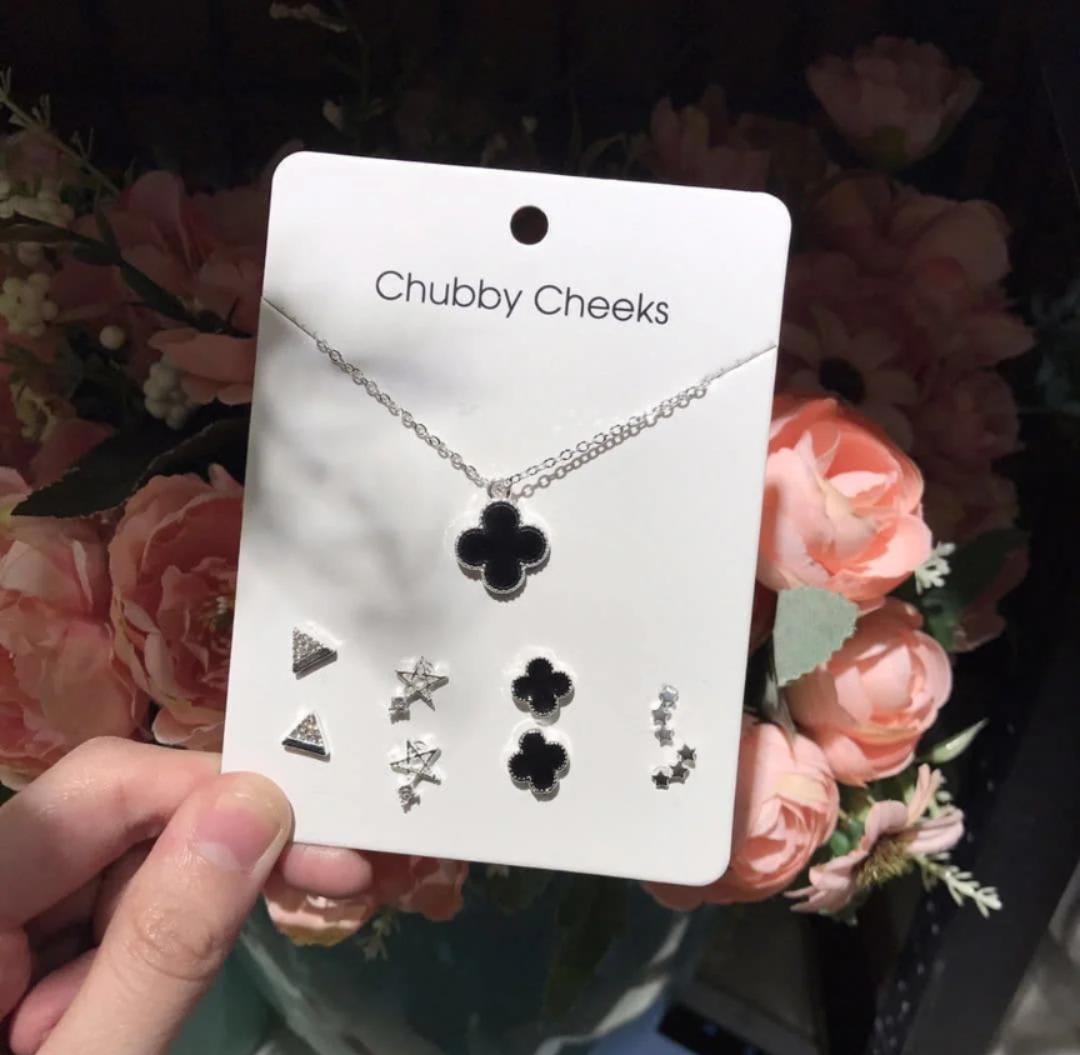 Stylish Silver Plated 5 Pcs Multi Layered Artificial Set - Black & Silver